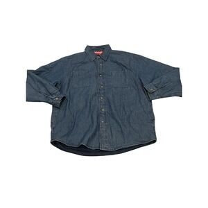 Men's Wrangler Denim Cotton Blue Button Up Jacket Polyester Lined L